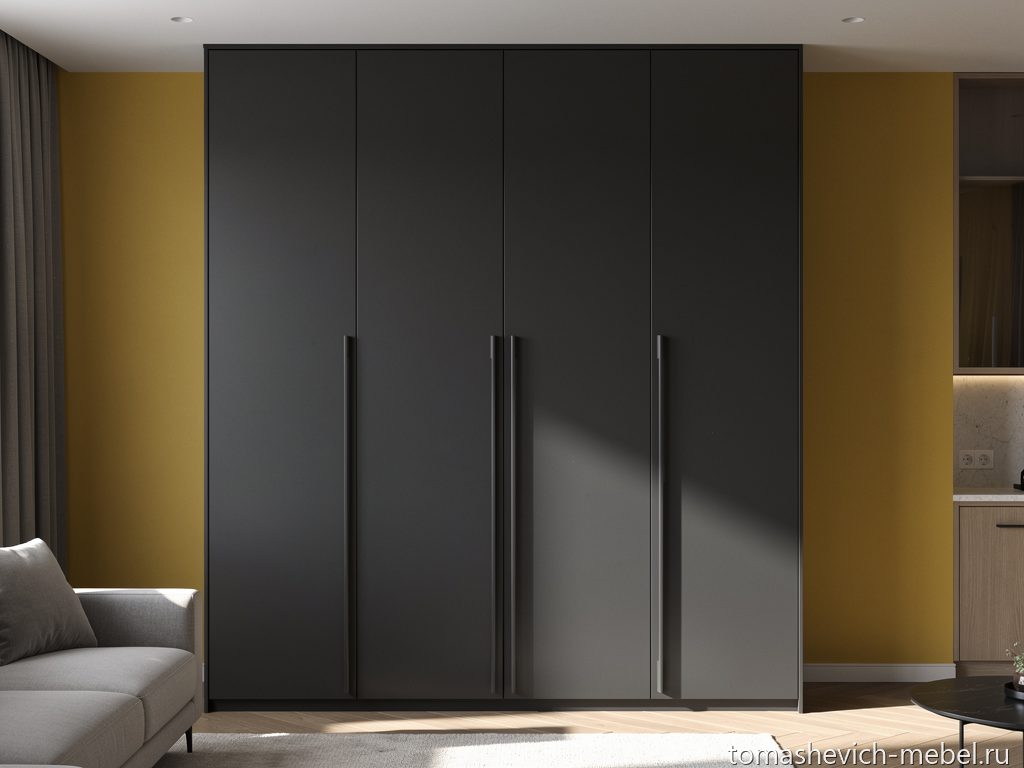 Шкаф Аура, тёмный мат, четырехдверный, под потолок