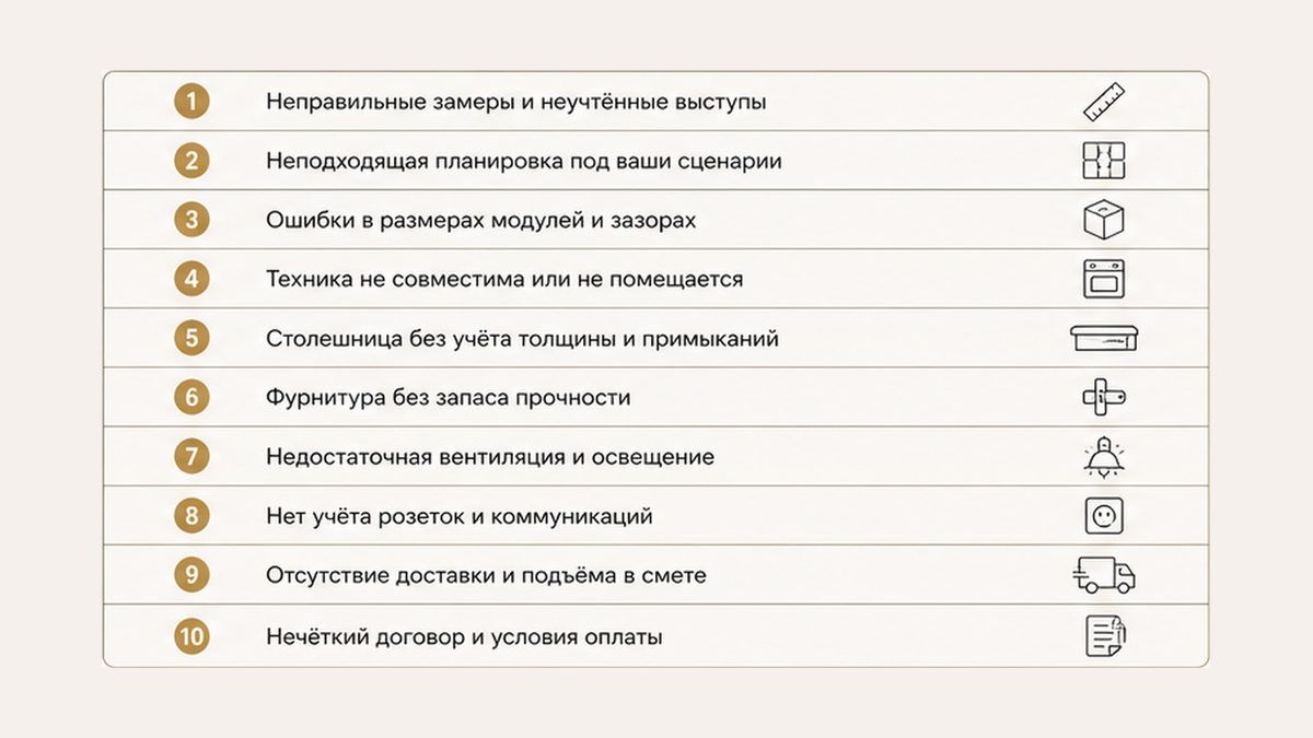 Чеклист 10 ошибок перед подписанием сметы кухни