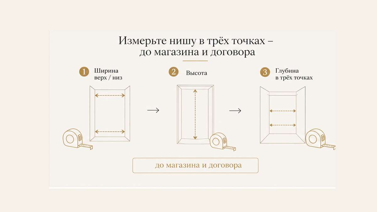 Схема замера ниши в трёх точках до магазина и договора