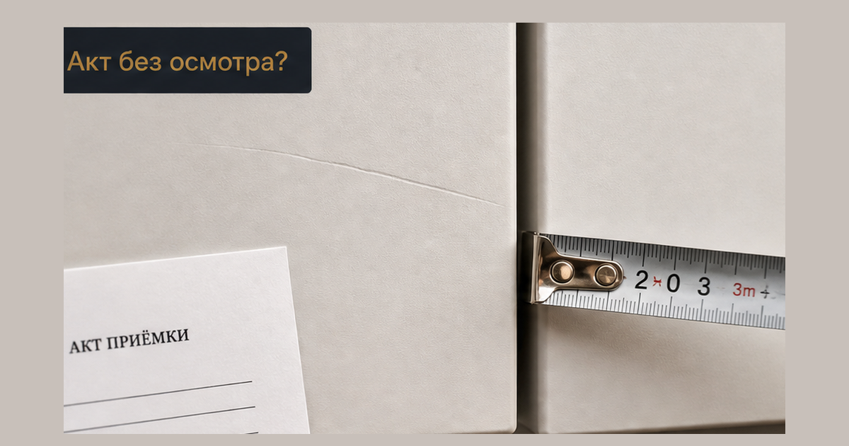 Царапина на матовом фасаде и неровный зазор 8 мм против 2 мм, угол неподписанного акта: крючок Акт без осмотра? без фото основателя