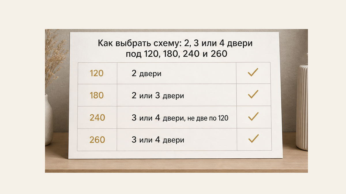 Чеклист схем дверей: 120, 180, 240 и 260 — на 240 не две по 120