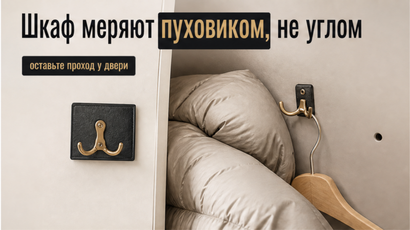 Шкаф в прихожей считают по зимним пуховикам и проходу у двери