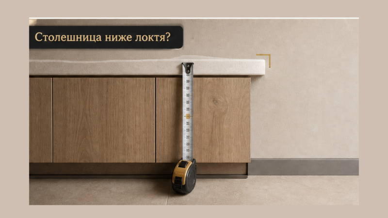 Как рассчитать высоту столешницы на кухне: стандарт 85–91 см, рост, цоколь