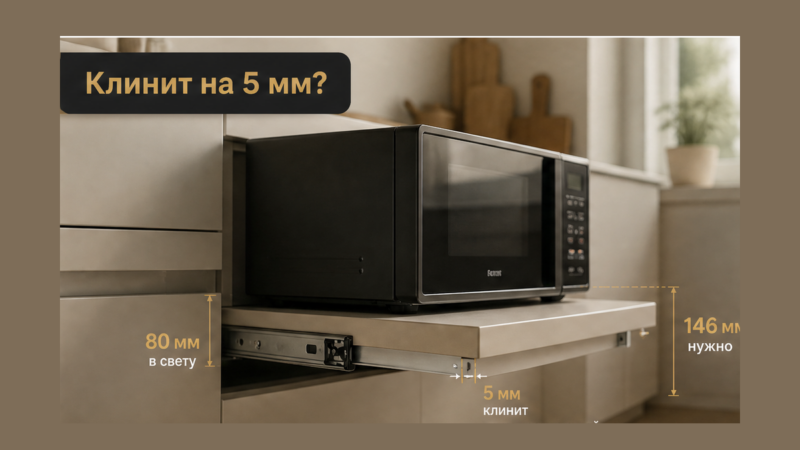 Как спланировать выдвижную столешницу: ниша, нагрузка, проход