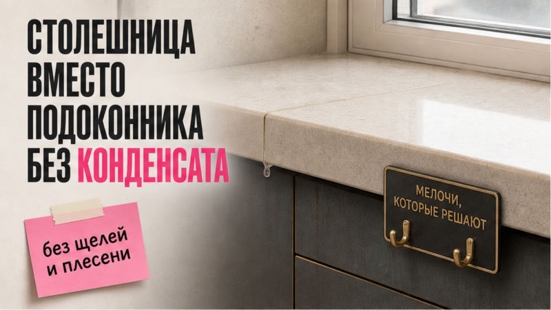 Как вывести кухонную столешницу к окну без конденсата и запертой батареи