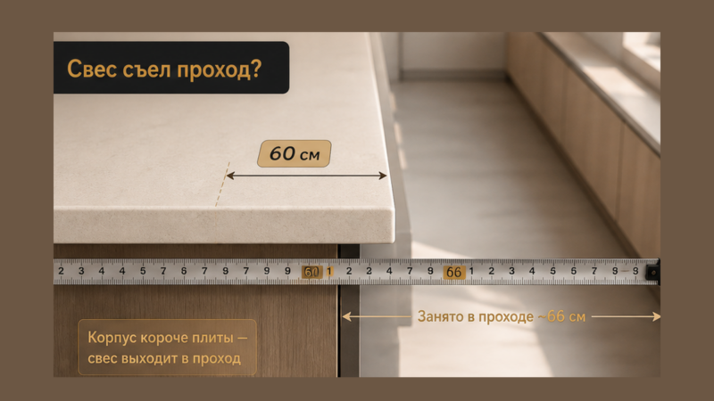 Как заложить глубину столешницы: 60, 70 или 80 см