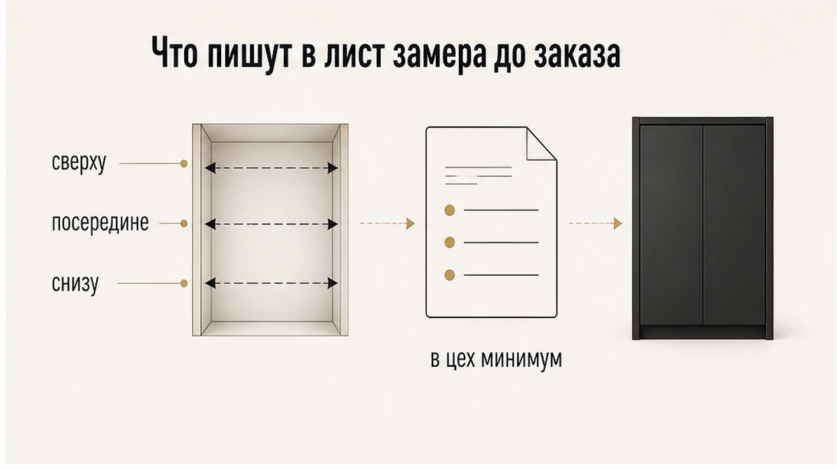 Схема: что пишут в лист замера ниши до заказа шкафа-купе