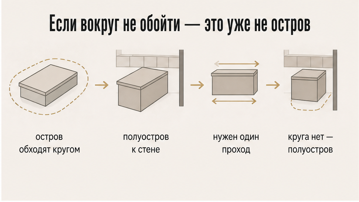 Схема: остров обходят кругом, иначе это полуостров