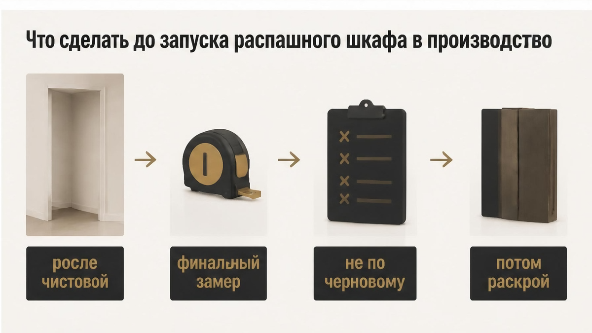 Схема: что сделать до запуска распашного шкафа в производство