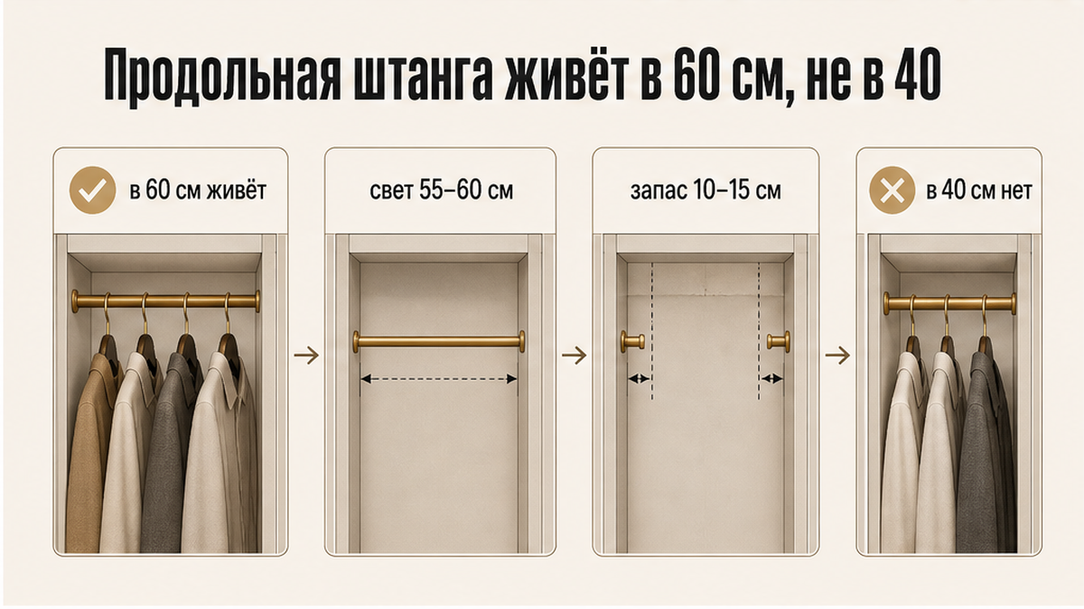 Схема: продольная штанга в корпусе 60 см, не в 40