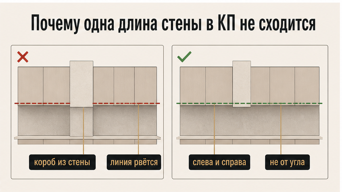 Схема: почему одна длина стены в КП не сходится у венткороба