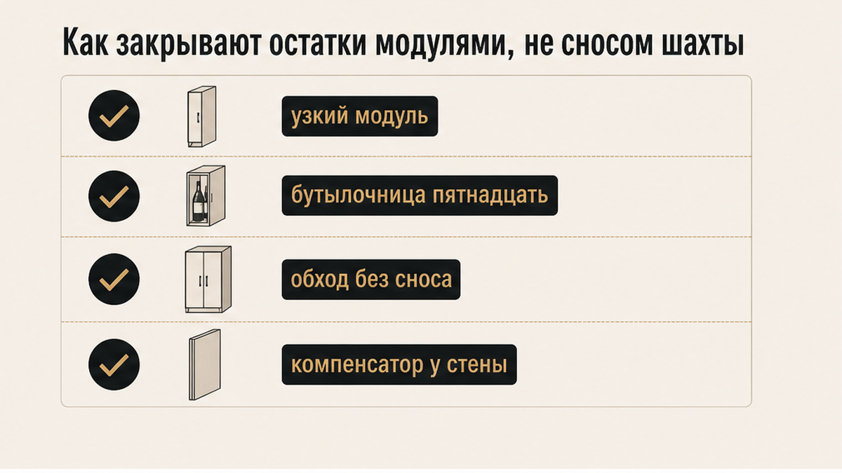 Чеклист: как закрывают остатки модулями без сноса шахты