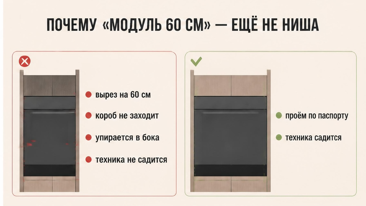 Схема: почему модуль 60 см — ещё не ниша под встройку